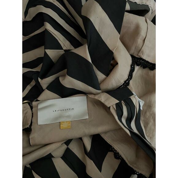 Anthropologie Leifsdottir Black and Tan Striped Macaw Dress Size 8 $298 - Picture 10 of 15